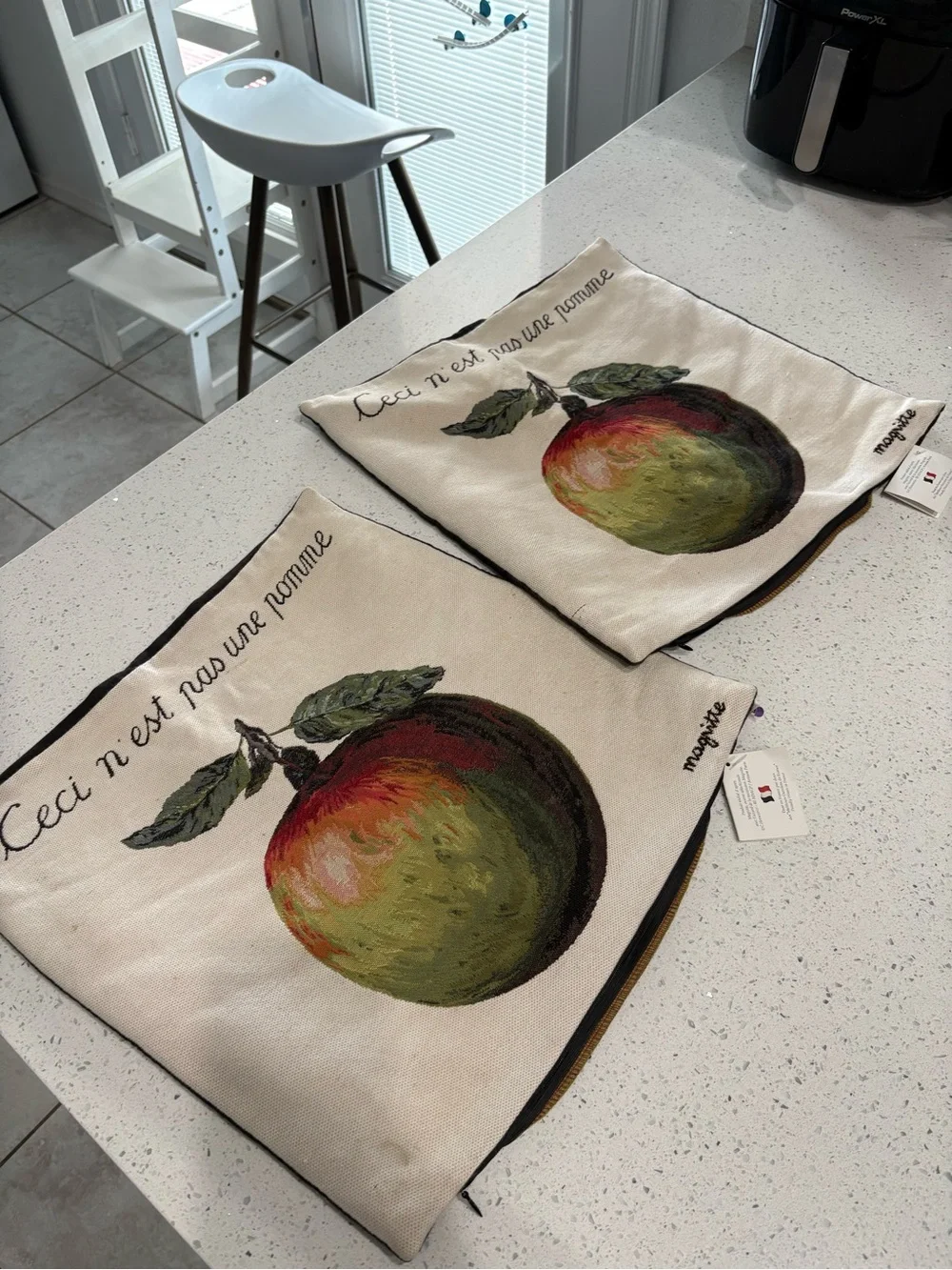 (2) NWT Jules Pansu • apple Pillow Cover, Vintage Limited Edition RARE